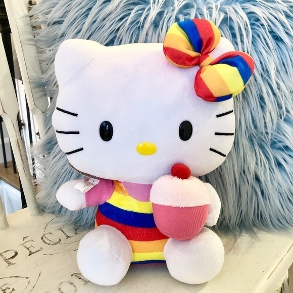 Hello Kitty, Rainbow, Cupcake, 2011, Ty, Beanie Buddy Plush, Very Nice Condition - Picture 1 of 13